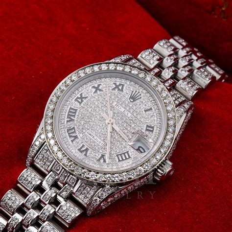 mens silver rolex with diamonds